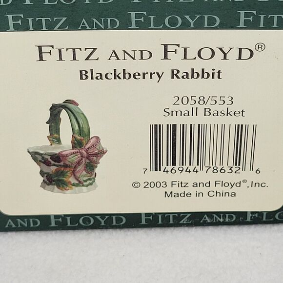 Fitz and Floyd Blackberry Rabbit Small Basket 2058/553 Vintage Retired 2003 - Picture 12 of 13